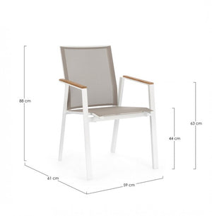 Set 4 Sedie da Giardino 59x61x88h cm con Braccioli Cameron Bianco