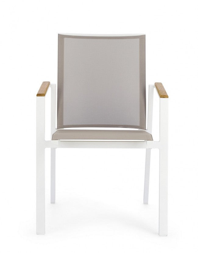 Set 4 Sedie da Giardino 59x61x88h cm con Braccioli Cameron Bianco