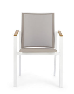 Set 4 Sedie da Giardino 59x61x88h cm con Braccioli Cameron Bianco