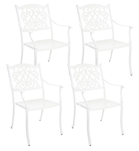 Set 4 Sedie da Giardino 65x60x92h cm con Braccioli Ivrea Bianco