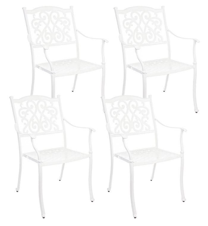 Set 4 Sedie da Giardino 65x60x92h cm con Braccioli Ivrea Bianco