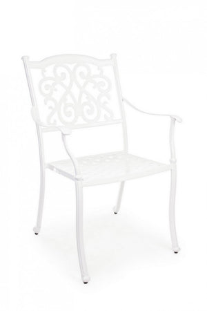 Set 4 Sedie da Giardino 65x60x92h cm con Braccioli Ivrea Bianco