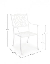 Set 4 Sedie da Giardino 65x60x92h cm con Braccioli Ivrea Bianco