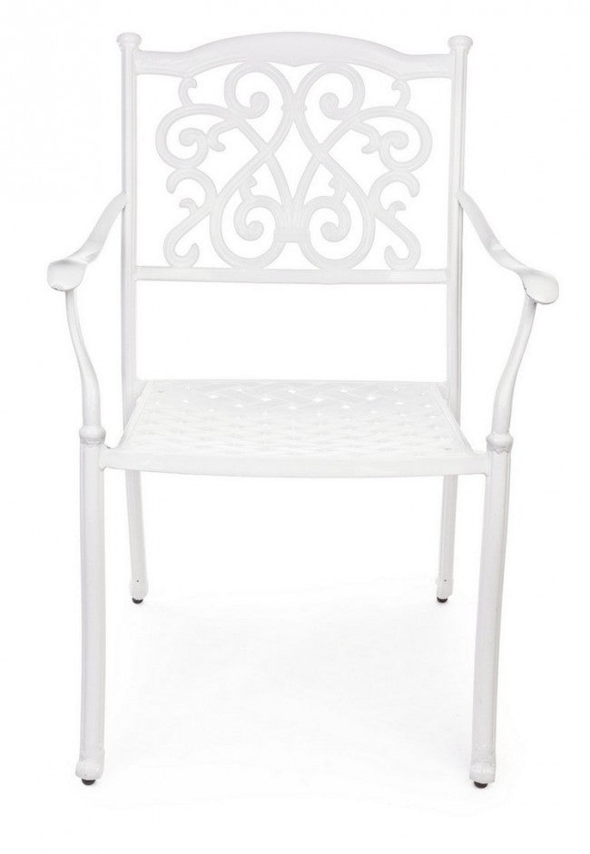 Set 4 Sedie da Giardino 65x60x92h cm con Braccioli Ivrea Bianco