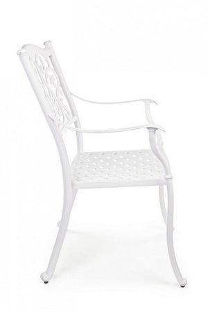 Set 4 Sedie da Giardino 65x60x92h cm con Braccioli Ivrea Bianco