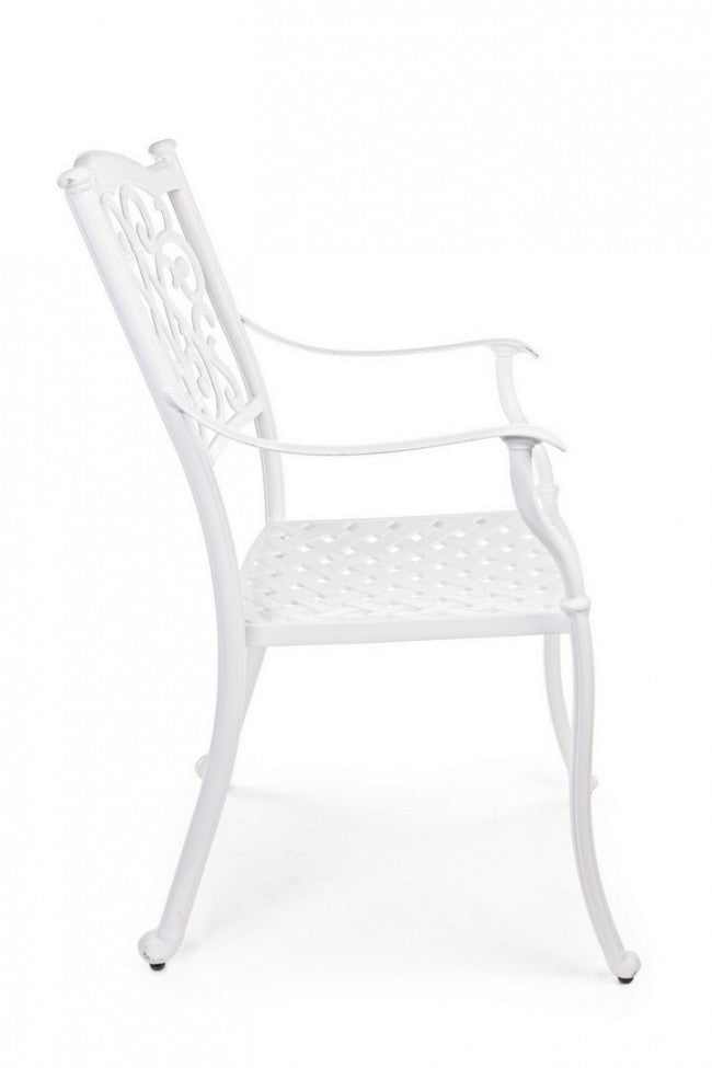 Set 4 Sedie da Giardino 65x60x92h cm con Braccioli Ivrea Bianco