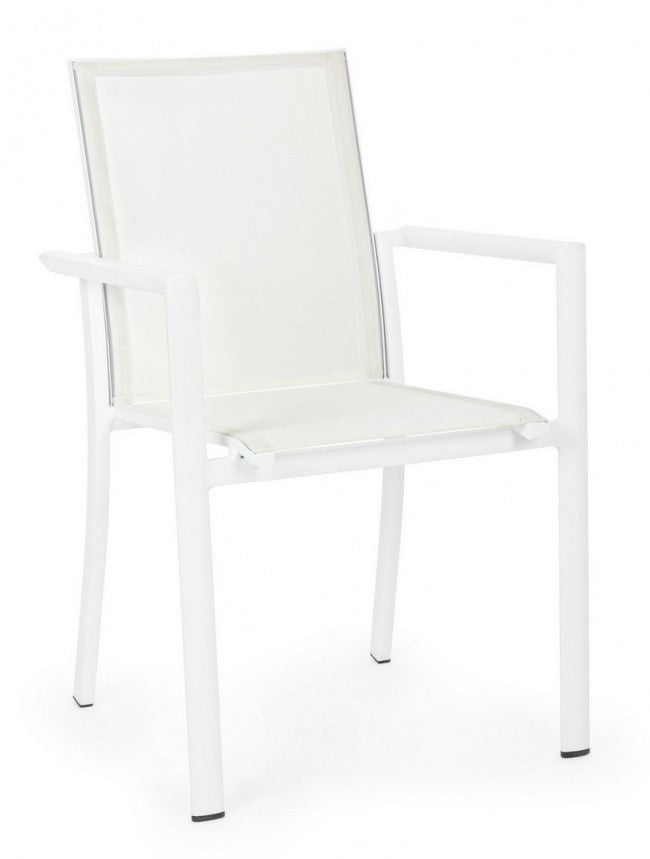 Set 4 Sedie da Giardino 56,2x60x88h cm con Braccioli Konnor Bianco