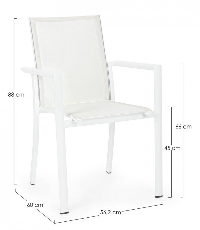 Set 4 Sedie da Giardino 56,2x60x88h cm con Braccioli Konnor Bianco