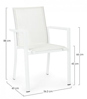 Set 4 Sedie da Giardino 56,2x60x88h cm con Braccioli Konnor Bianco