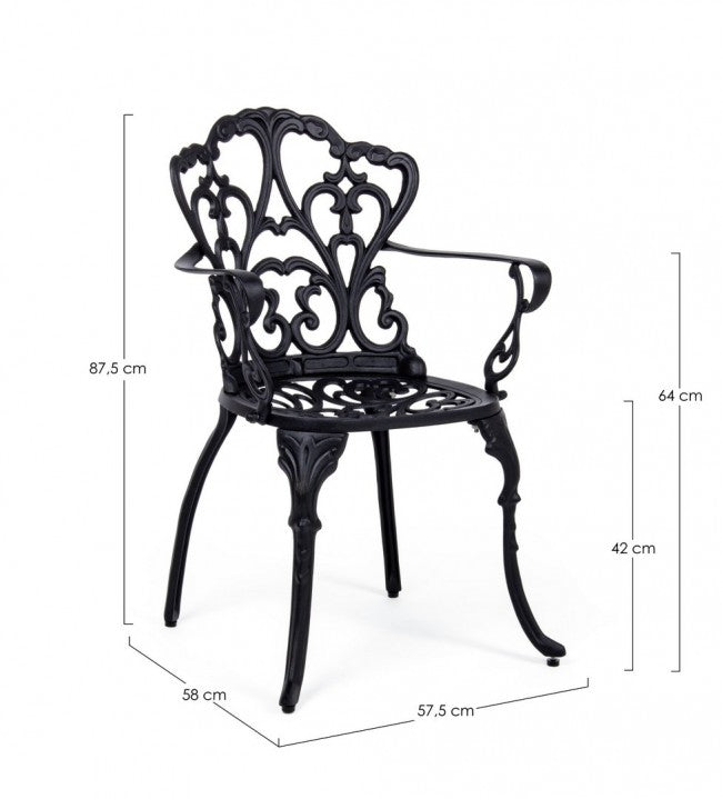 Set 2 Sedie da Giardino 57,5x58x87,5h cm con Braccioli Victoria Antracite