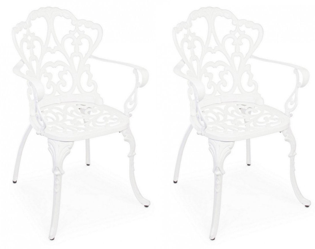 Set 2 Sedie da Giardino 57,5x58x87,5h cm con Braccioli Victoria Bianco