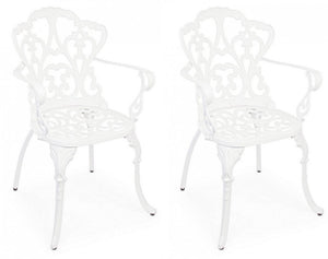 Set 2 Sedie da Giardino 57,5x58x87,5h cm con Braccioli Victoria Bianco