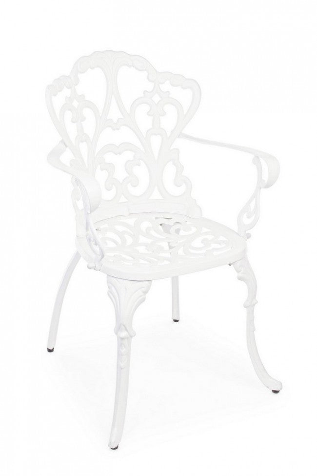 Set 2 Sedie da Giardino 57,5x58x87,5h cm con Braccioli Victoria Bianco