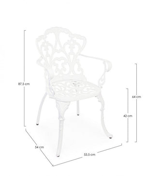 Set 2 Sedie da Giardino 57,5x58x87,5h cm con Braccioli Victoria Bianco