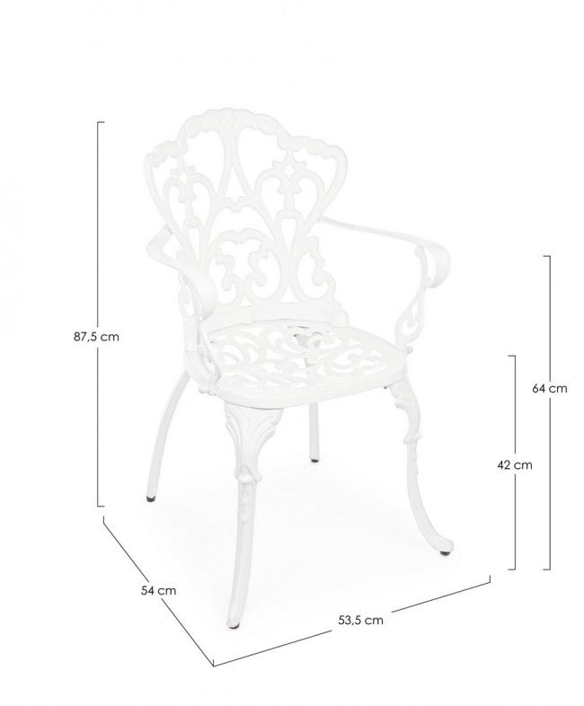 Set 2 Sedie da Giardino 57,5x58x87,5h cm con Braccioli Victoria Bianco