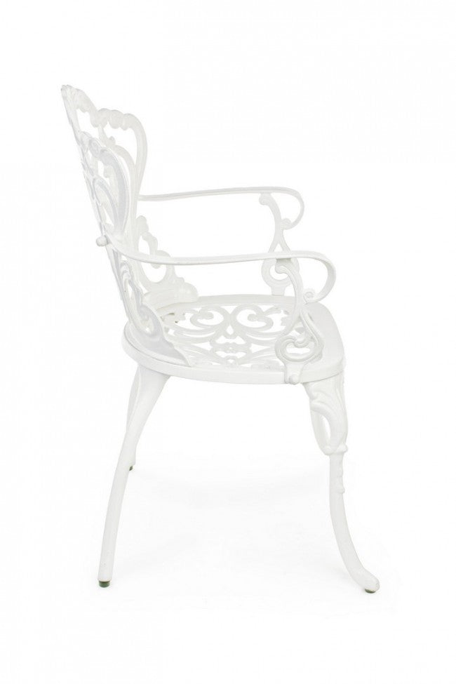 Set 2 Sedie da Giardino 57,5x58x87,5h cm con Braccioli Victoria Bianco