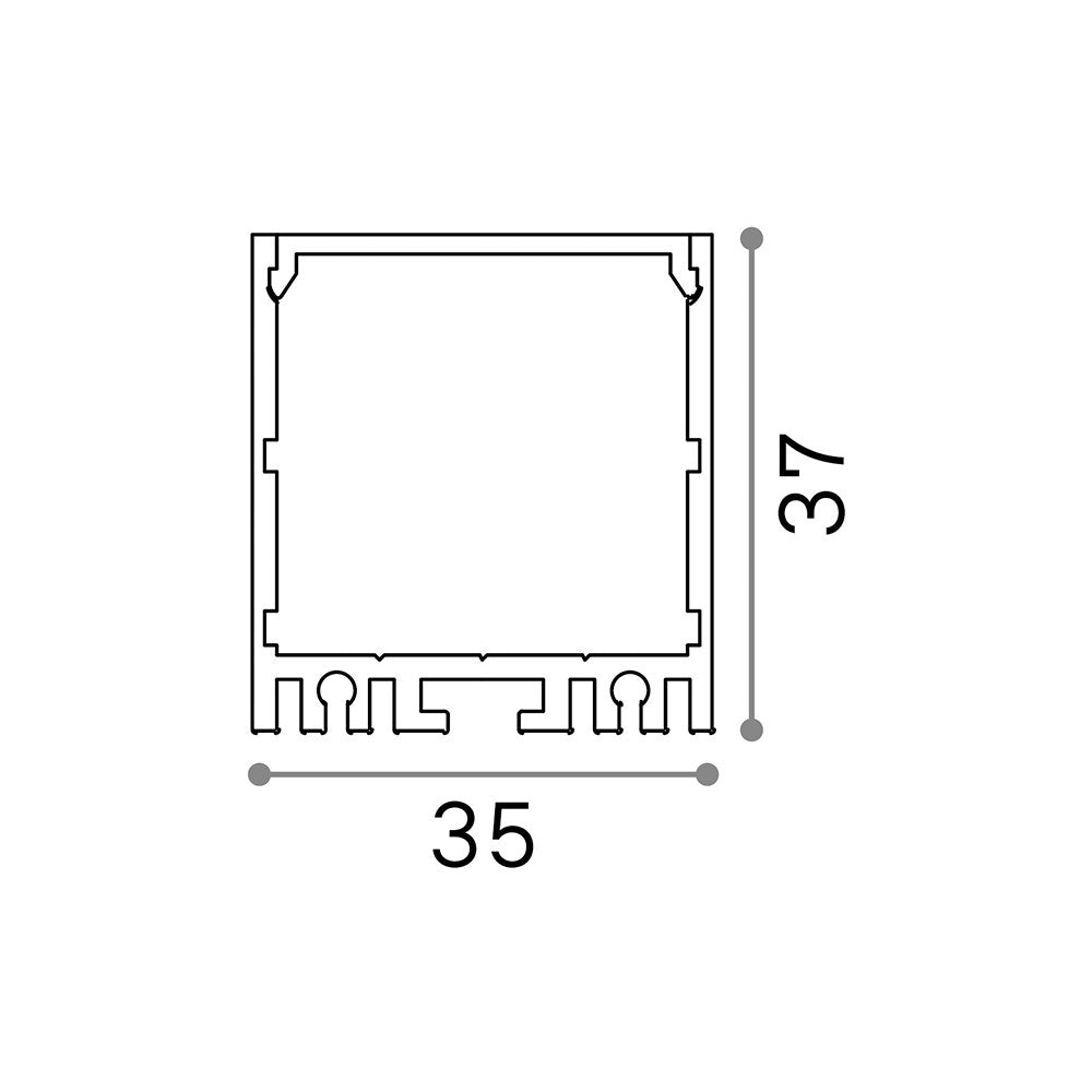 Profilo Trimless Vision Alluminio Nero 200Cm