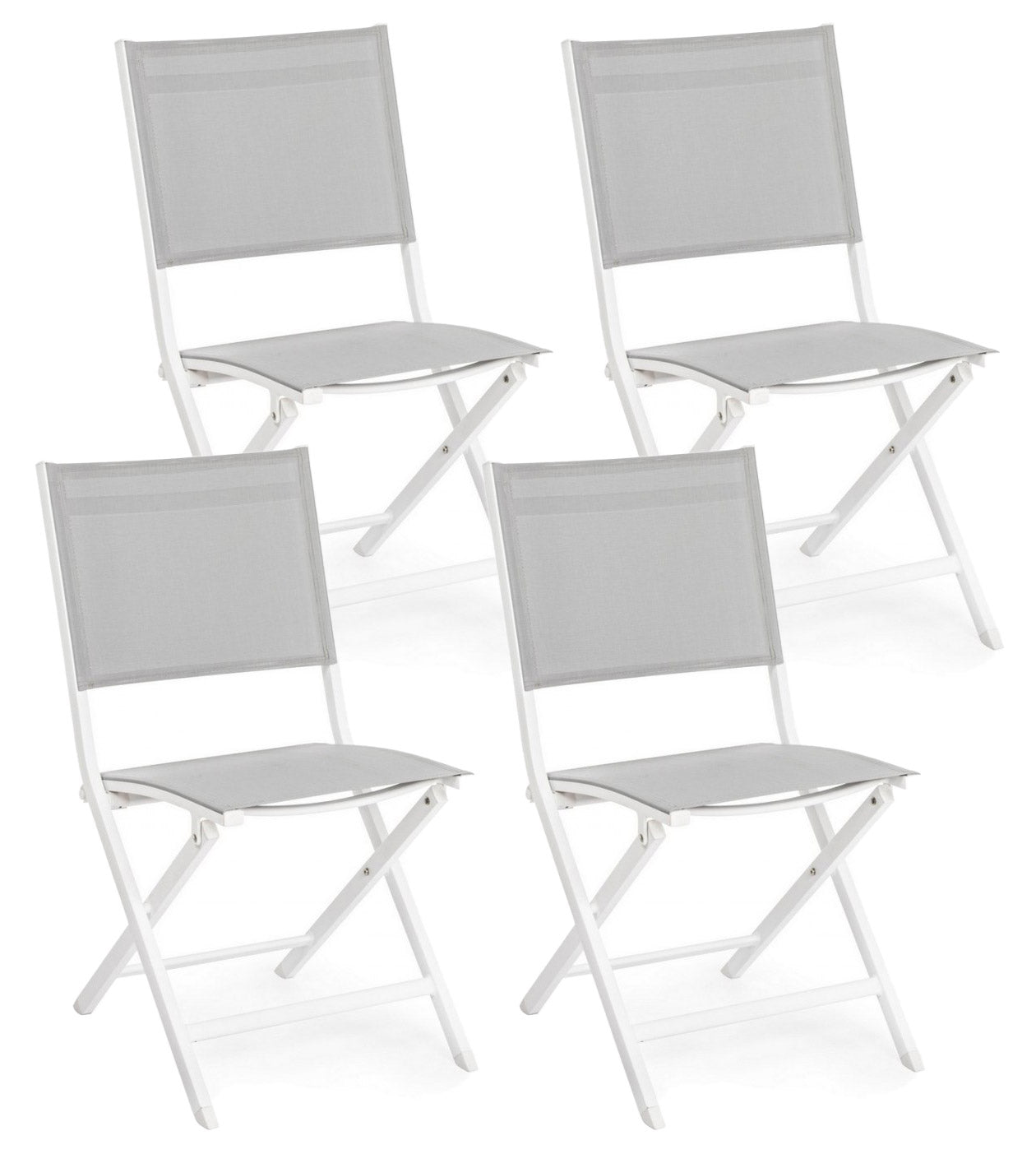 Set 4 Sedie Pieghevole da Giardino 47x57x88h cm Elin Bianco