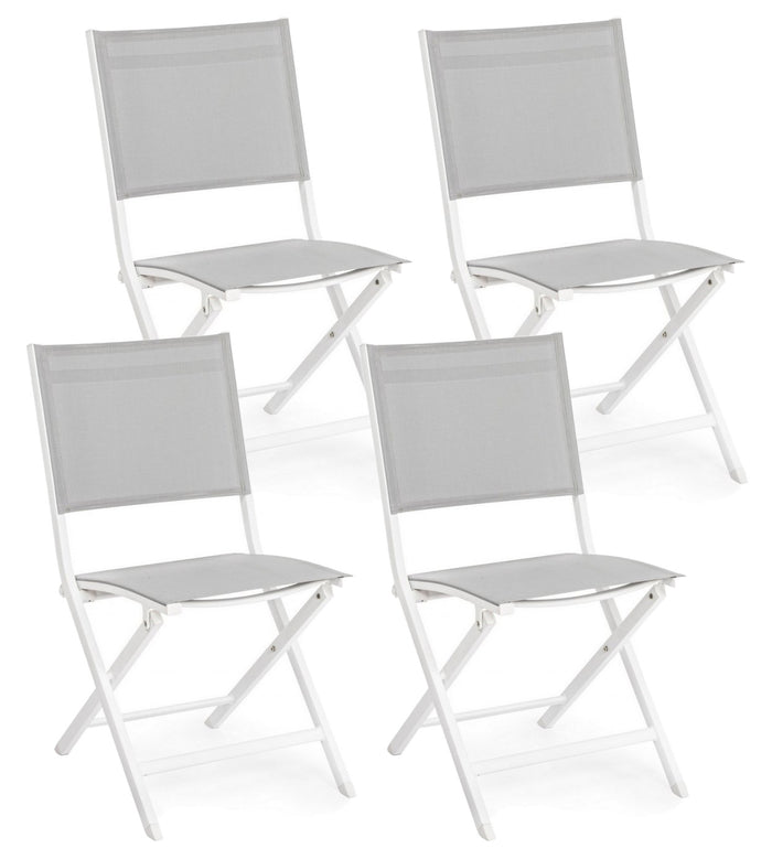 Set 4 Sedie Pieghevole da Giardino 47x57x88h cm Elin Bianco