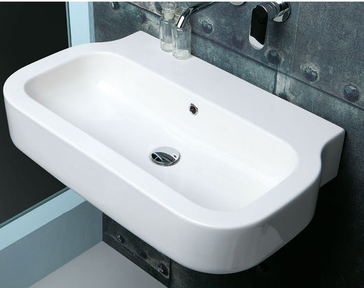 Lavabo Sospeso modello Glaze cm 60 Ceramica Azzurra Design Moderno Squadrato