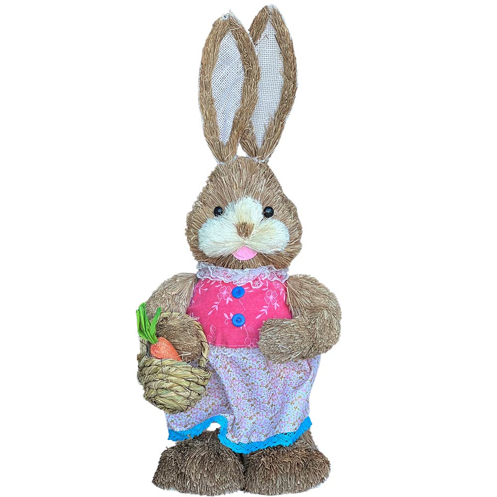 Coniglietta pasquale rabbit in paglia rafia alto 60 cm per decorazioni