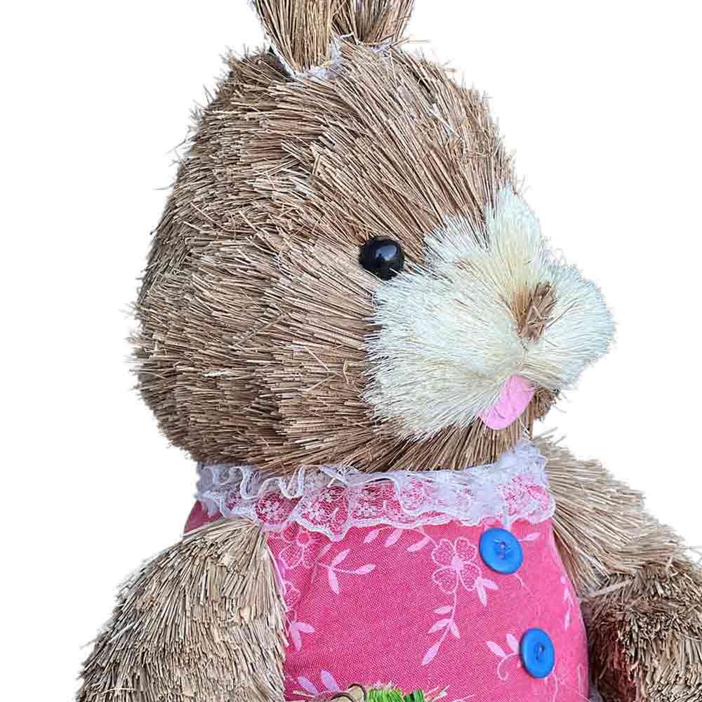 Coniglietta pasquale rabbit in paglia rafia alto 60 cm per decorazioni