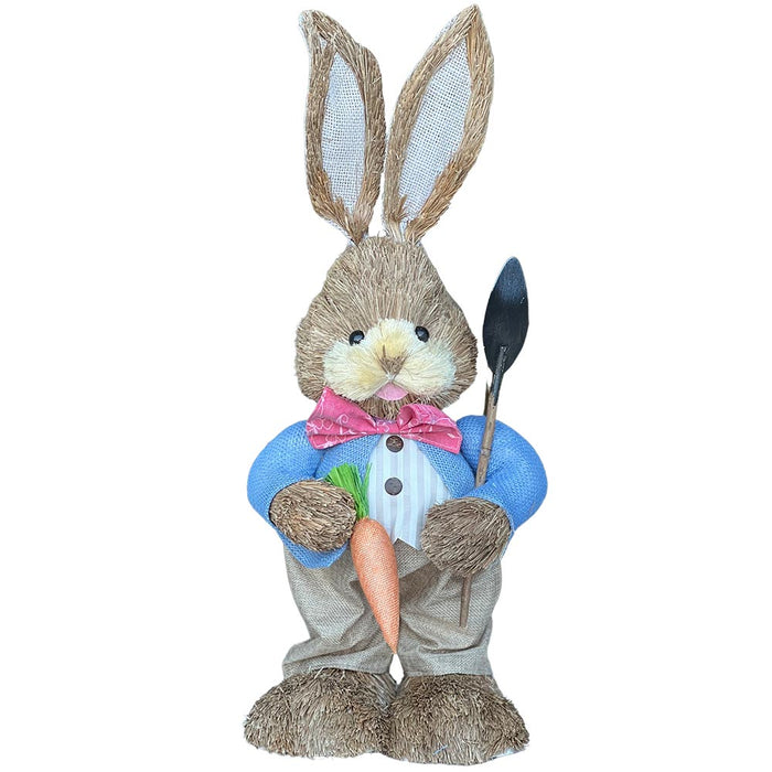 Coniglio pasquale rabbit in paglia rafia alto 60 cm per decorazioni