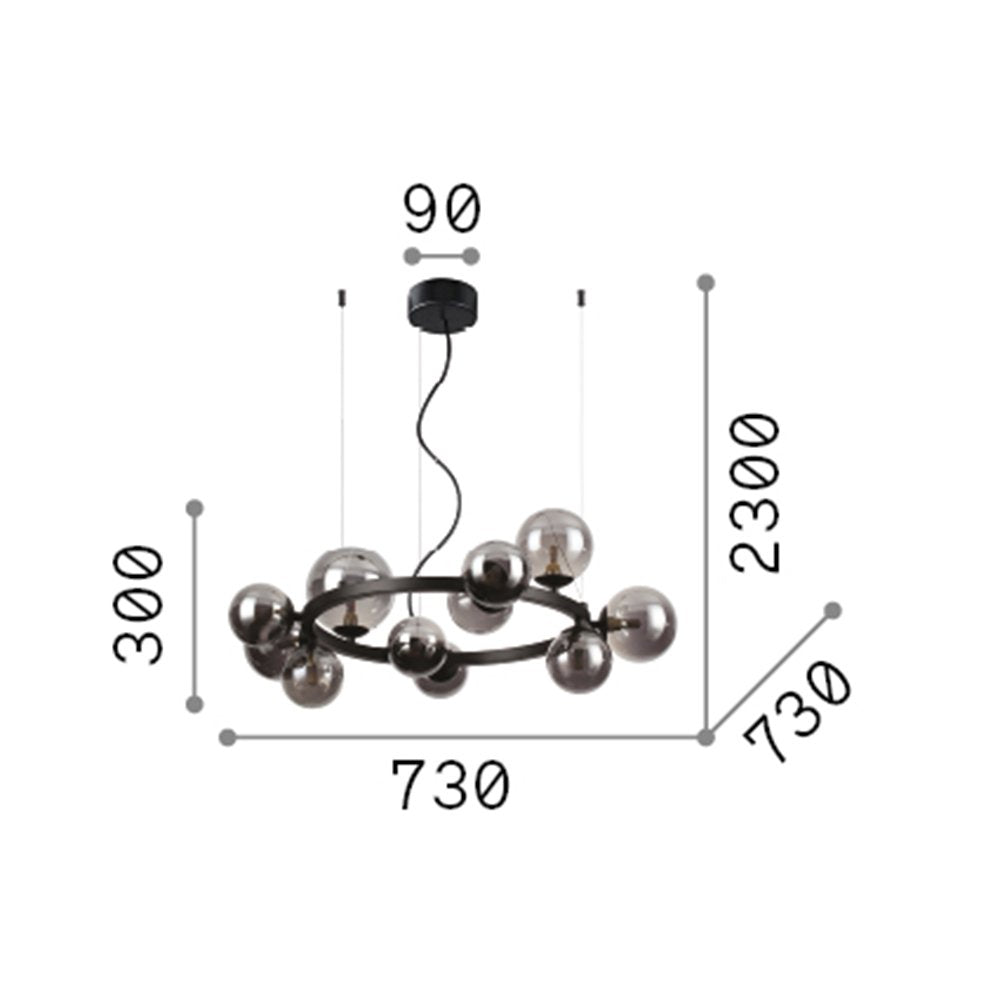 Sospensione Contemporanea Perlage Metallo Nero 11 Luci G9 3W 3000K Luce Calda