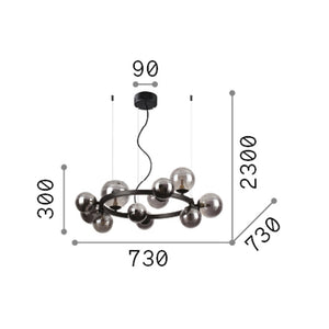 Sospensione Contemporanea Perlage Metallo Nero 11 Luci G9 3W 3000K Luce Calda