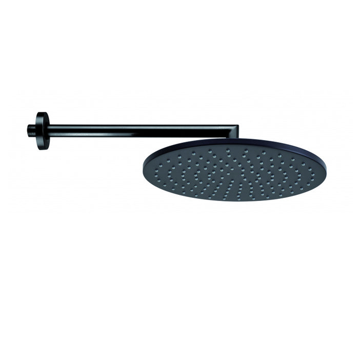 Soffione doccia tondo Bossini Cosmo acciaio inox nero opaco diAmetro 280 mm e braccio 350 mm