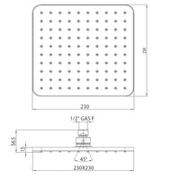 Soffione doccia quadro a parete Bossini Cosmo 23x23 nero opaco con braccio 400 mm