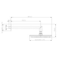 Soffione doccia quadro a parete Bossini Cosmo 21x21 nero opaco con braccio 350 mm