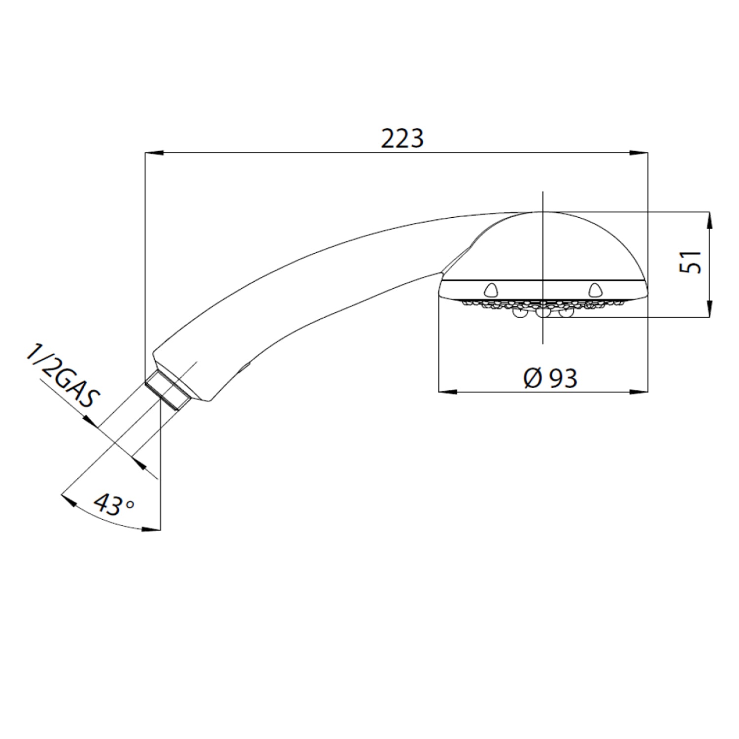 Doccia universale abs cromato 2 getti Bossini Duetto Neb diametro 93 mm autopulente