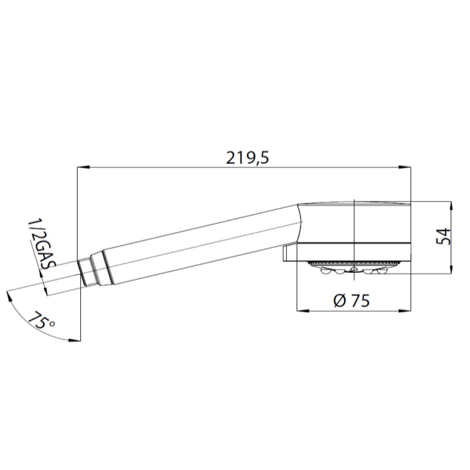 Doccia universale abs cromato 5 getti Bossini Cylindrica/5 diametro 75 mm autopulente