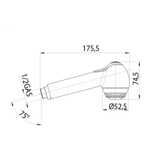 Doccetta cucina abs cromo 2 getti in gomma anticalcare Bossini Kappa-Gom diametro 52,5 mm