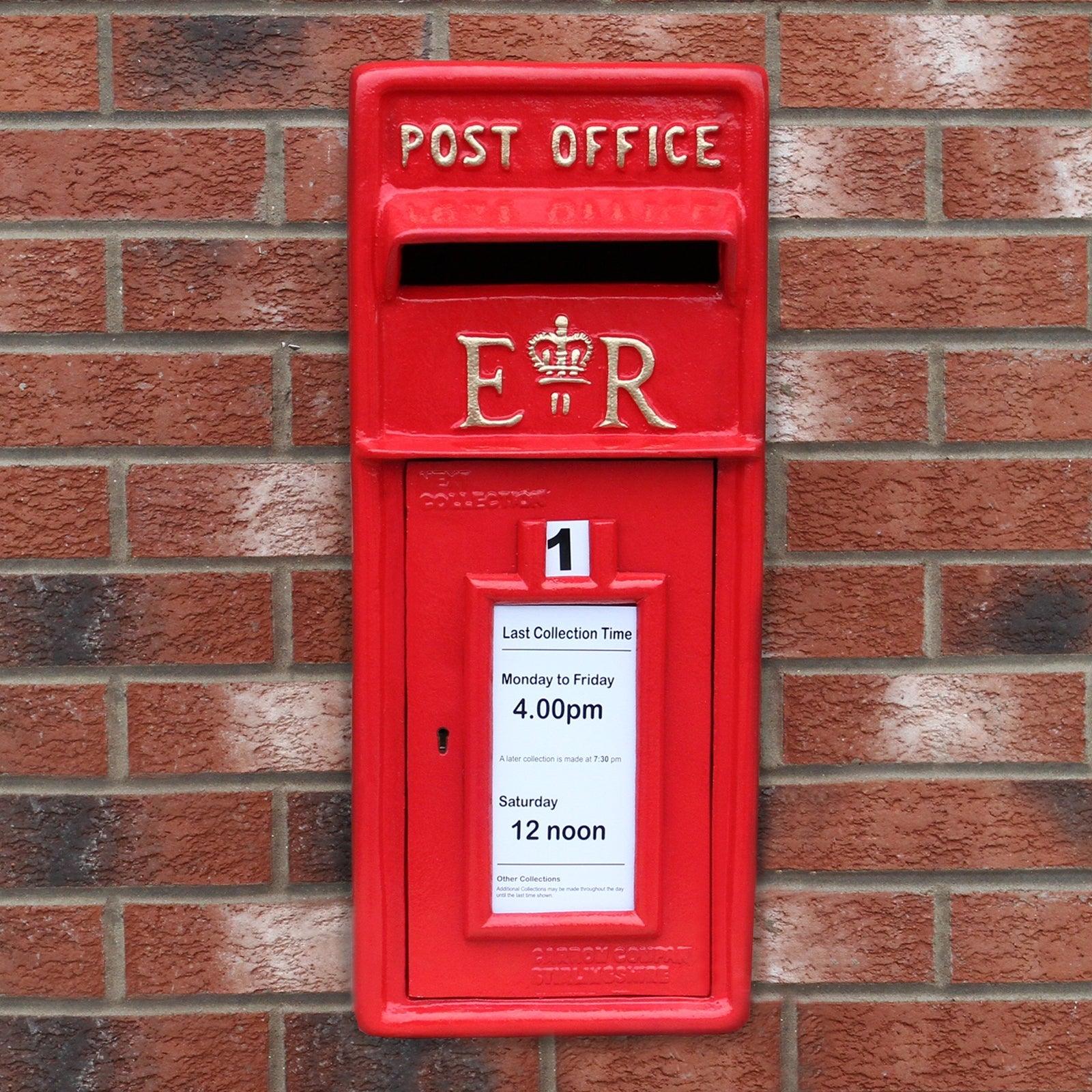 Cassetta Postale per le Lettere in Stile Britannico Inglese in Ghisa da Esterno Bocchetta Lettere Standard UK - con Piedistallo - Rosso