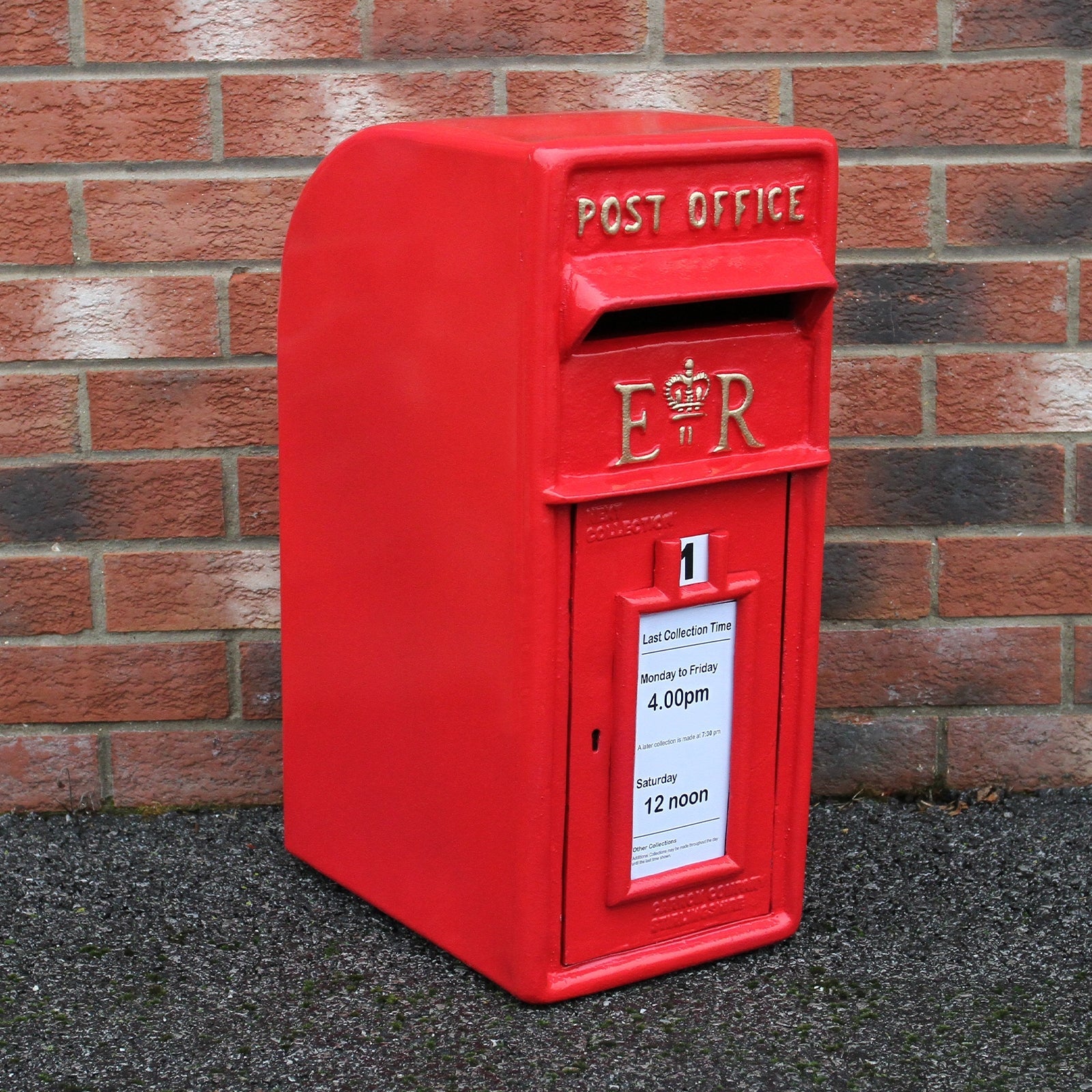 Cassetta Postale per le Lettere in Stile Britannico Inglese in Ghisa da Esterno Bocchetta Lettere Standard UK - con Piedistallo - Rosso