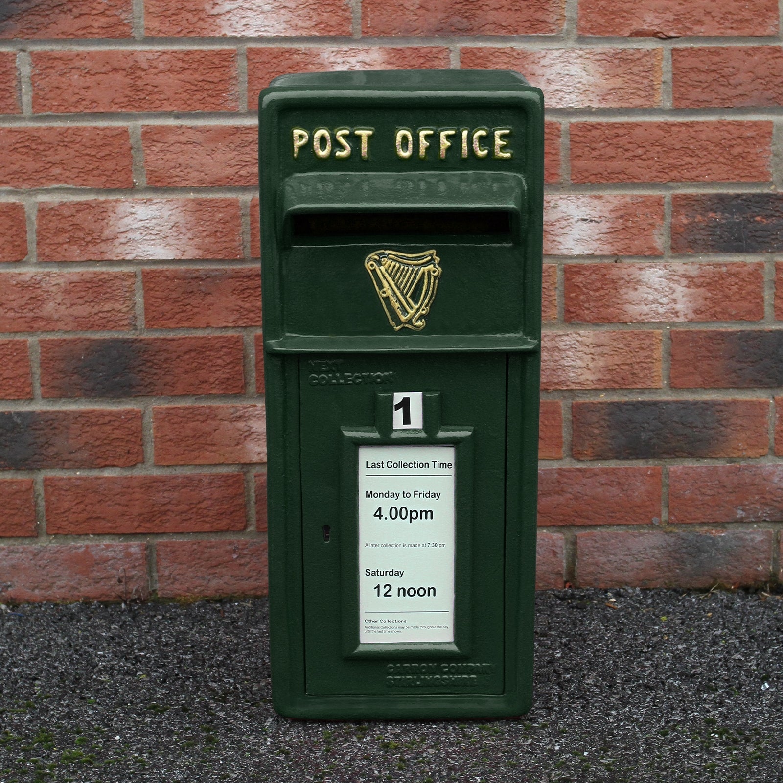 Cassetta Postale per le Lettere in Stile Britannico Inglese in Ghisa da Esterno Bocchetta Lettere Standard UK - con Piedistallo - Verde