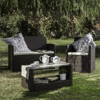 Set da Giardino Lipari Salottino Esterno Rattan Intrecciato Grigio Verdelook