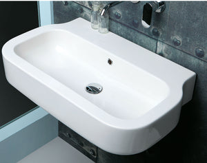 Lavabo Sospeso modello Glaze cm 75 Ceramica Azzurra Design Moderno Squadrato