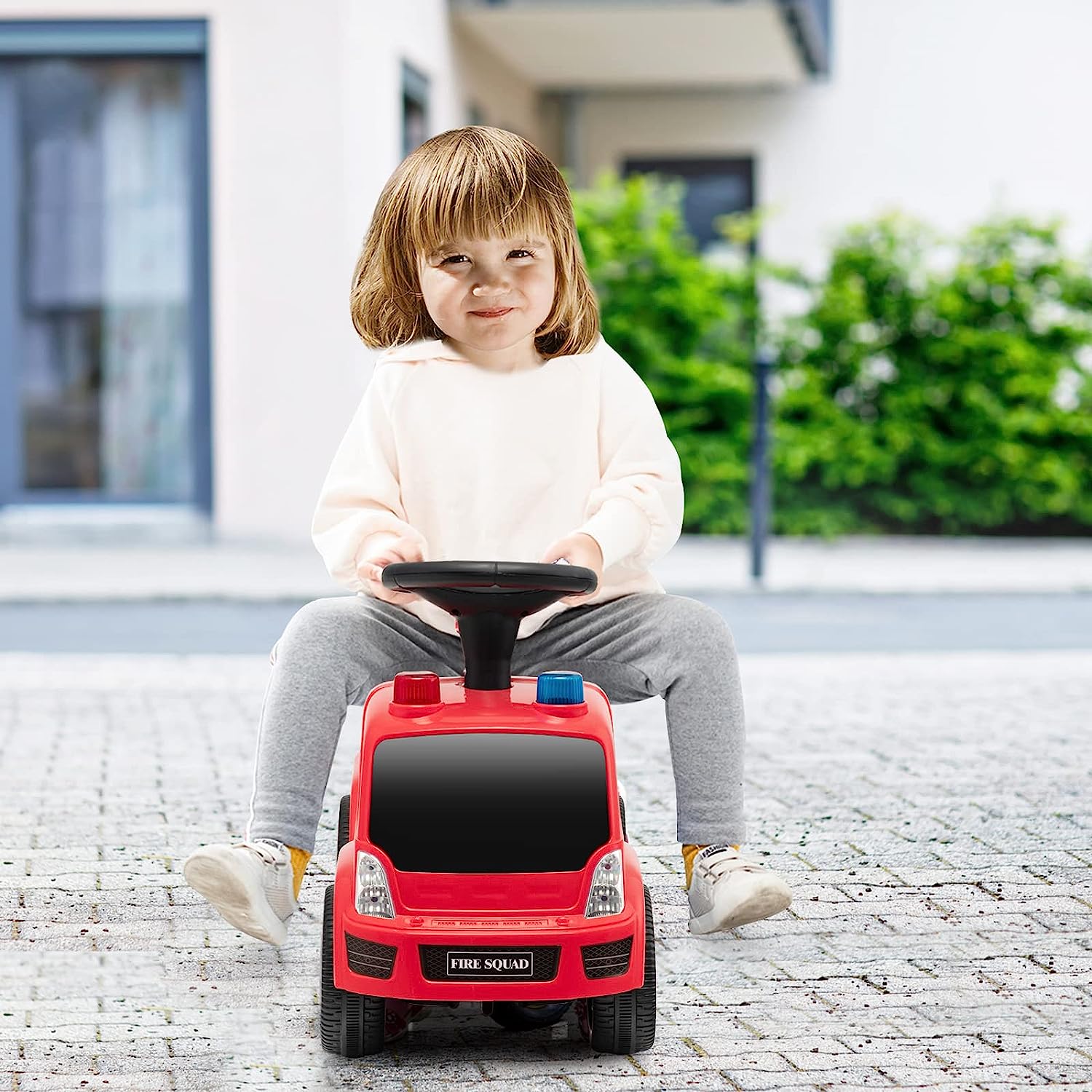 Camion Pompieri Cavalcabile per Bambini Sparabolle Rosso