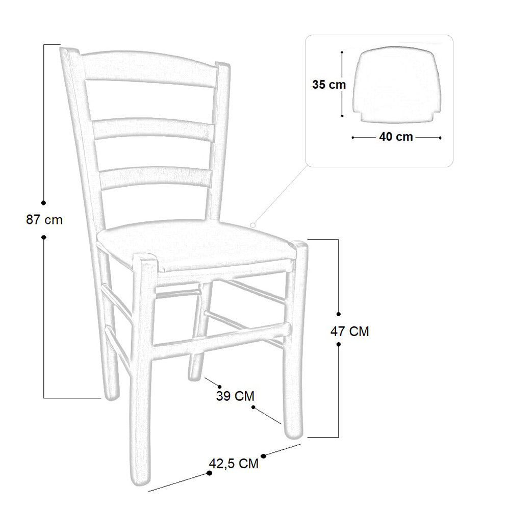 Sedia legno paesana ciliegio con seduta imbottita marrone