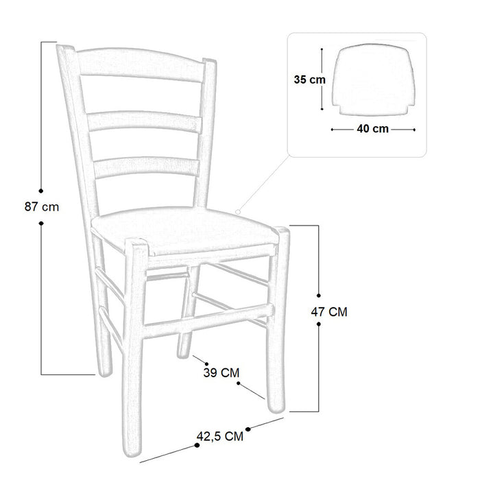 Sedia legno paesana ciliegio con seduta imbottita marrone