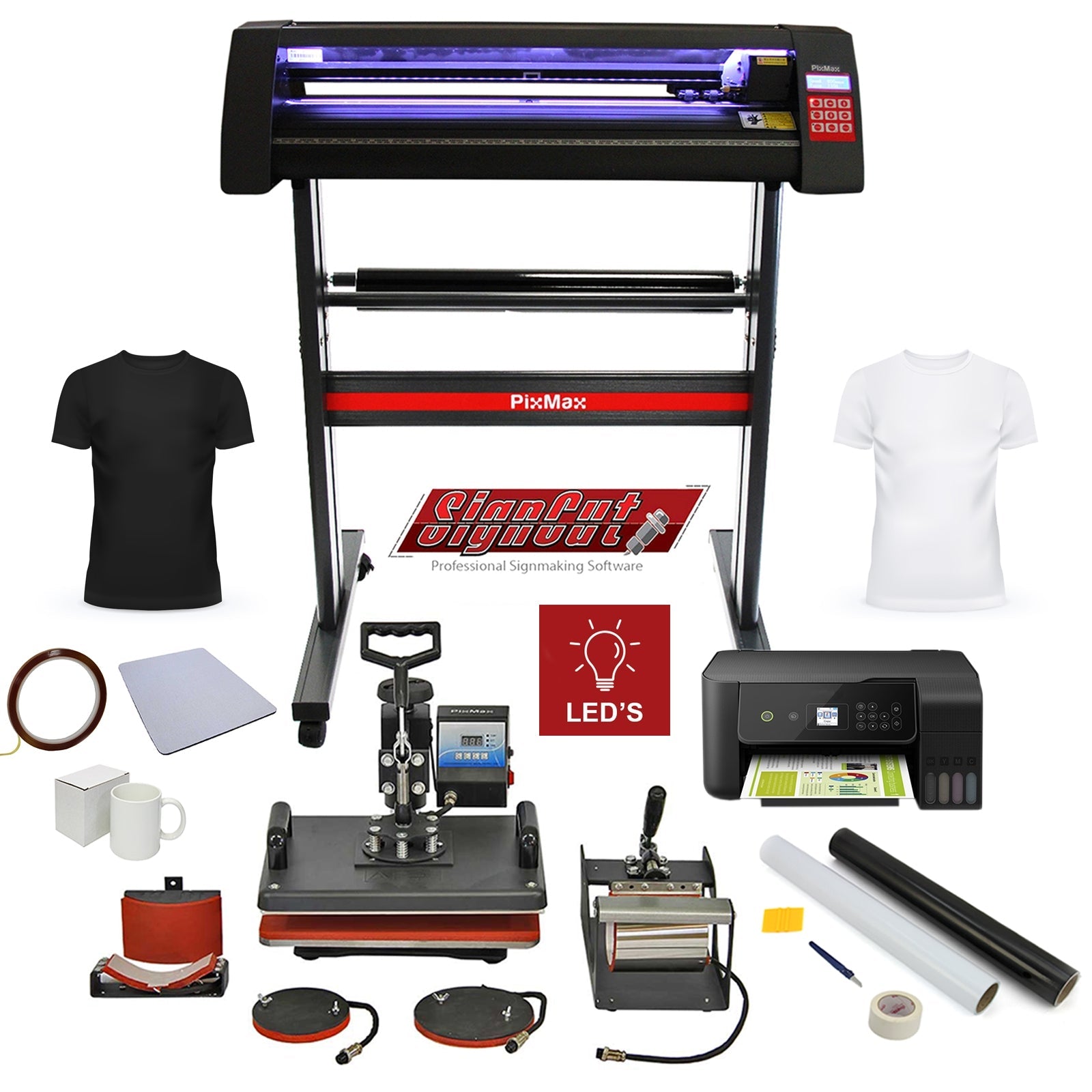 Kit Plotter per Taglio Vinile LED Pressa a Caldo 5 in 1  Stampante Inclusa