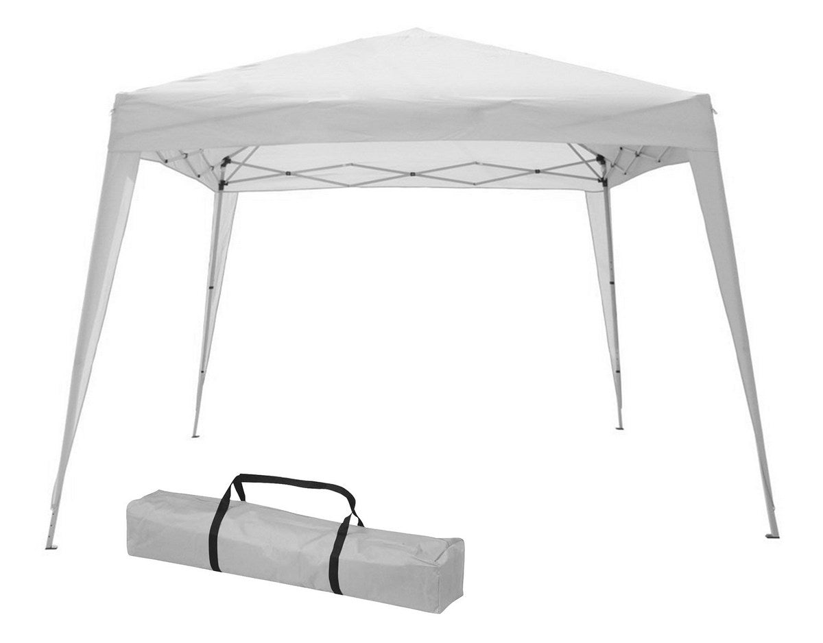 Gazebo Pieghevole 3 x 3 Trasportabile con Borsa in Metallo e Tessuto Verdelook Colore: Bianco