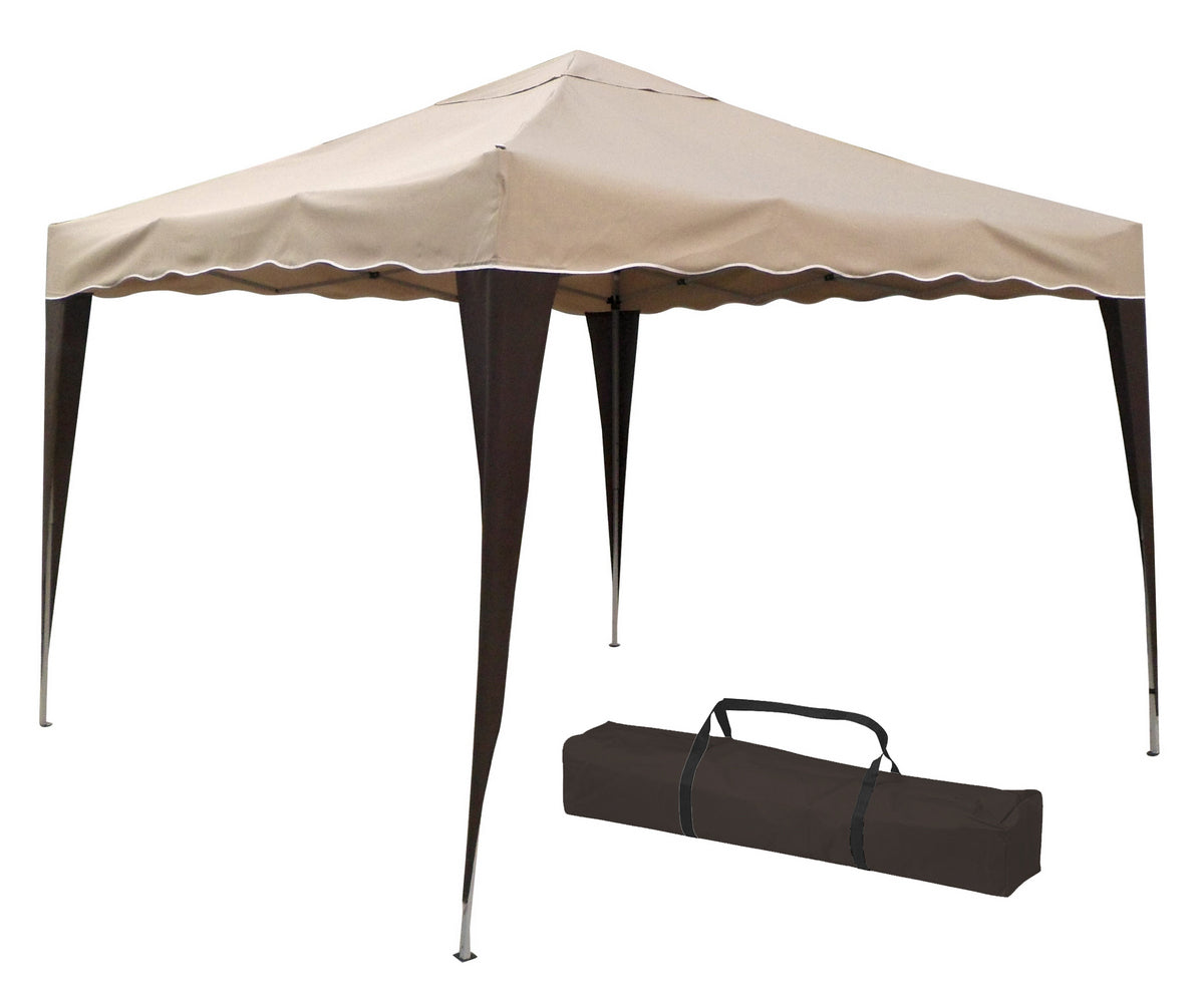 Gazebo Pieghevole 3 x 3 Trasportabile con Borsa in Metallo e Tessuto Verdelook Colore: Beige