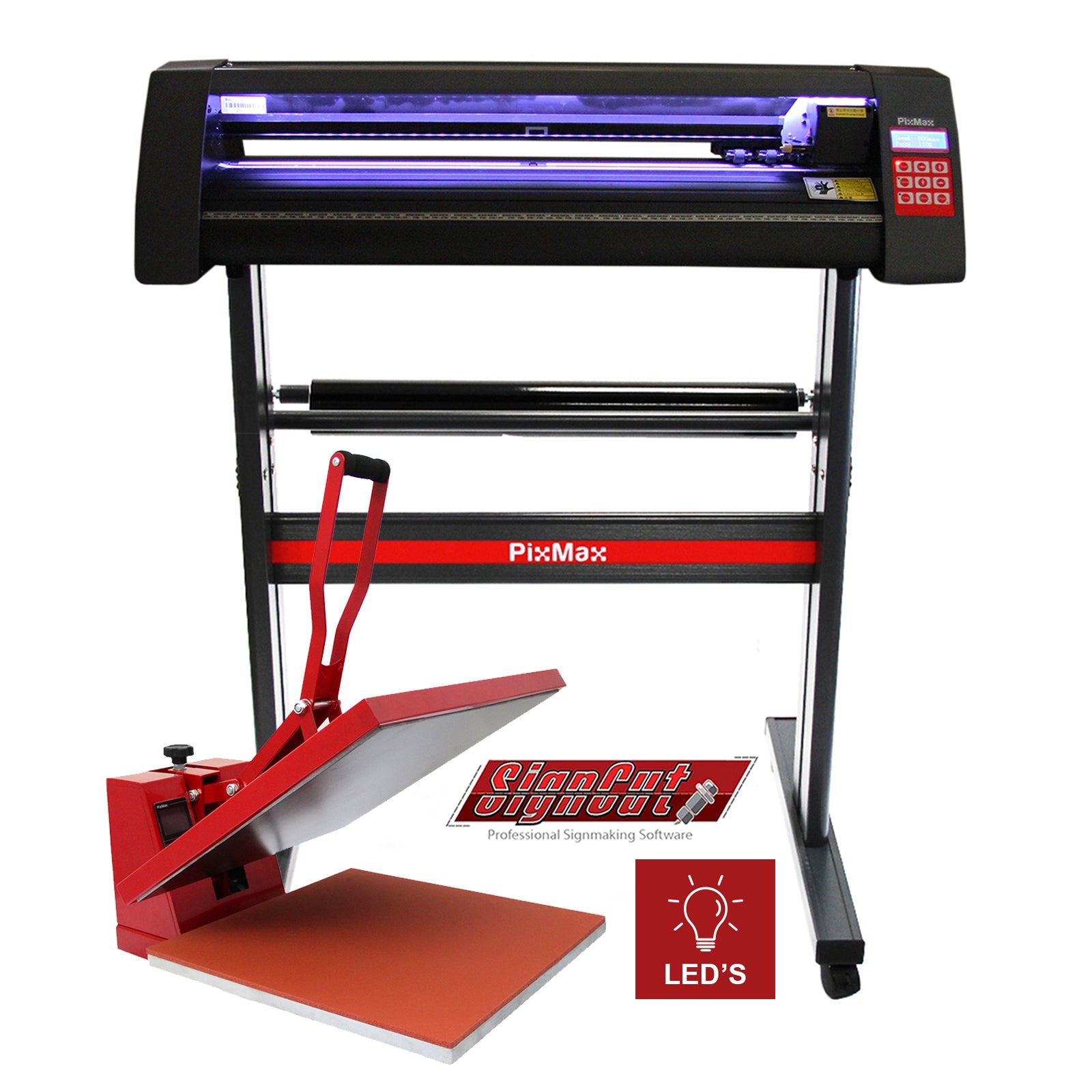 Plotter per Taglio Vinile Guida Laser Abbonamento 12 Mesi Software da Taglio - LED - 720mm & Termopressa per