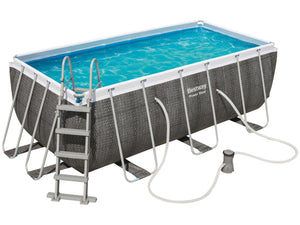 Piscina Fuori Terra Rettangolare BestWay 56722 Rattan con Pompa 412x201xH122 cm