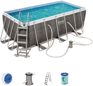 Piscina Fuori Terra Rettangolare BestWay 56722 Rattan con Pompa 412x201xH122 cm