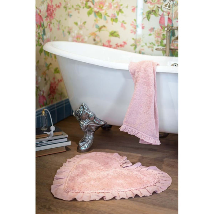 Tappeto A Cuore Shabby Chic con Frills Tessli Bagno Provenzale Blanc Mariclò